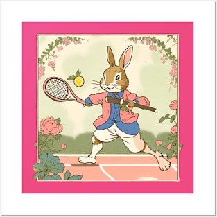 Funny Tennis Player of Rabbit Bunny and Tennis Ball Lover Posters and Art